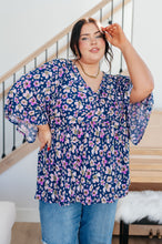 Load image into Gallery viewer, Dearest Dreamer Peplum Top in Navy Floral
