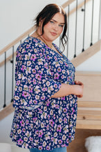 Load image into Gallery viewer, Dearest Dreamer Peplum Top in Navy Floral
