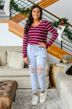 Load image into Gallery viewer, Erika Striped V-Neck Long Sleeve Top in Burgundy
