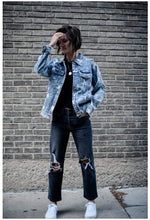 Load image into Gallery viewer, Distressed Star Jean Jacket
