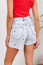 Load image into Gallery viewer, Hi-Waisted Cherry Acid Wash Cutoffs
