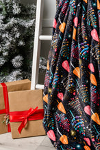 Load image into Gallery viewer, Holiday Fleece Blanket in Neon Trees
