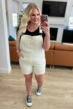 Load image into Gallery viewer, Anna High Rise Garment Dyed Cutoff Shortalls in Ecru

