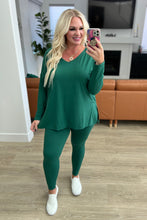 Load image into Gallery viewer, Buttery Soft V-Neck Long Sleeve Loungewear Set in Dark Green
