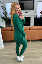 Load image into Gallery viewer, Buttery Soft V-Neck Long Sleeve Loungewear Set in Dark Green
