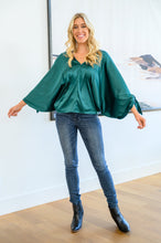 Load image into Gallery viewer, Jaz Dolman Tie Sleeve Blouse in Green
