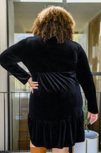 Load image into Gallery viewer, Jentsyn Velvet V-Neck Dress in Black
