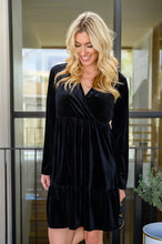 Load image into Gallery viewer, Jentsyn Velvet V-Neck Dress in Black
