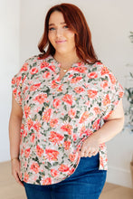 Load image into Gallery viewer, Lizzy Cap Sleeve Top in Coral and Beige Floral
