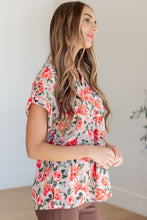 Load image into Gallery viewer, Lizzy Cap Sleeve Top in Coral and Beige Floral
