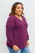 Load image into Gallery viewer, Long Sleeve Waffle Knit Top In Eggplant
