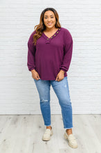 Load image into Gallery viewer, Long Sleeve Waffle Knit Top In Eggplant
