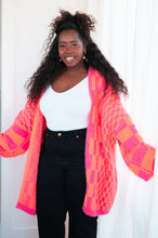 Load image into Gallery viewer, Noticed in Neon Checkered Cardigan in Pink and Orange
