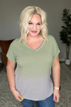 Load image into Gallery viewer, Ombre Stripe V-Neck T in Lime
