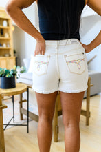 Load image into Gallery viewer, Rooney Mid Rise Rainbow Embroidery Cut Offs
