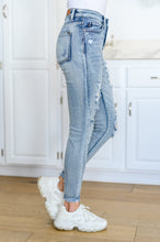 Load image into Gallery viewer, Talulla Bleach Splash Button Fly Destroyed Skinny Jeans
