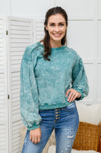 Load image into Gallery viewer, Tied Up In Cuteness Mineral Wash Sweater in Teal
